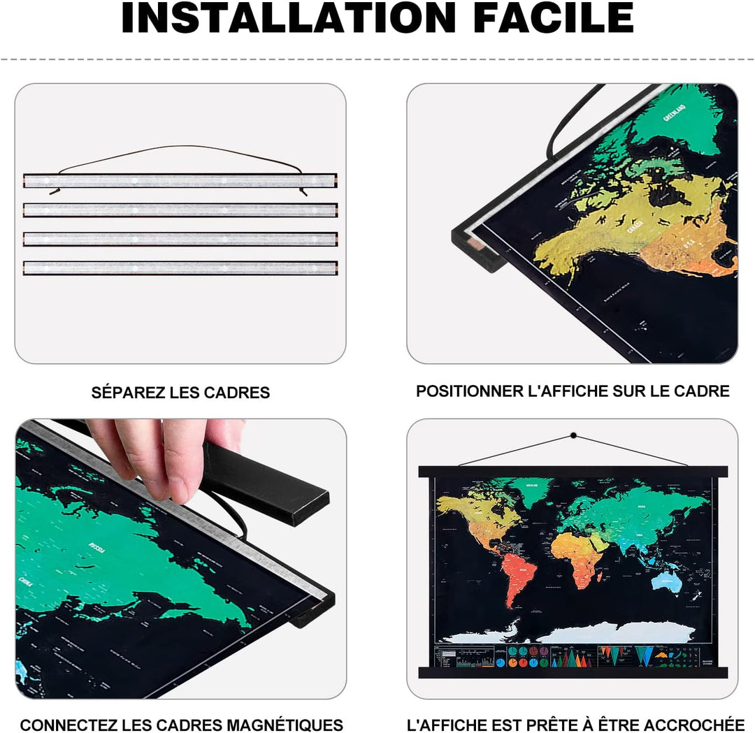 Ywlake Bilderrahmen, A1, Posterrahmen, 60 x 45 cm, 60 x 60 cm, Naturholz, für Poster, magnetisch, hä