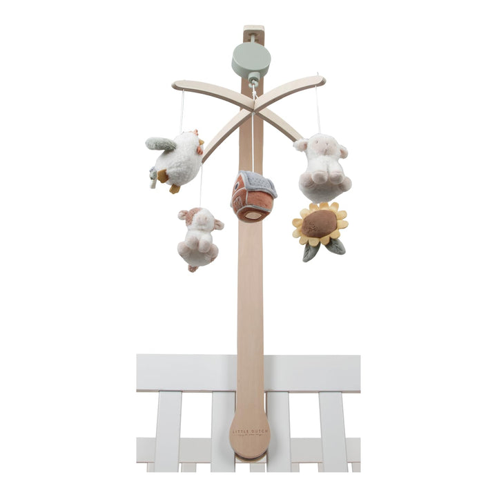 Little Dutch Mobile Musik Spieluhr mit Holz Halterung für Babybett - Little Farm