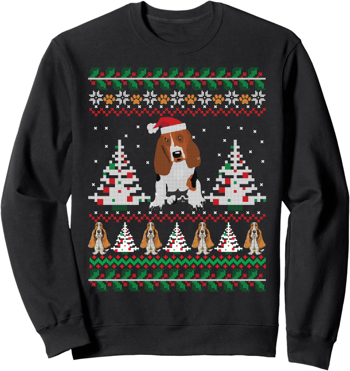 Basset Hound Ugly Christmas Dog Lover Holiday Xmas Gift Sweatshirt