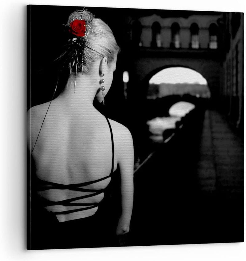 Bilder auf Leinwand Lady Rose Mystery Leinwandbild mit Rahmen 60x60cm Wandbilder Dekoration Wohnzimm