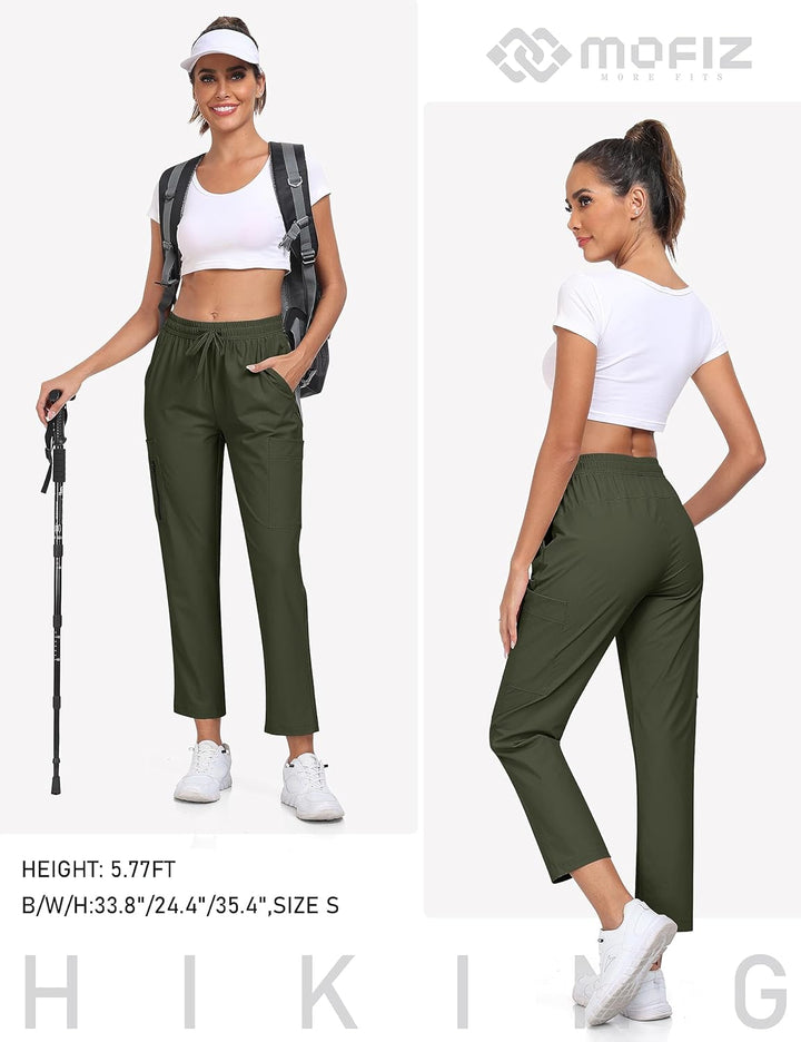 MoFiz Damen Cargohose Leichte Wanderhose Atmungsaktiv Trekkinghose Workout Casual Outdoorhose M Arme