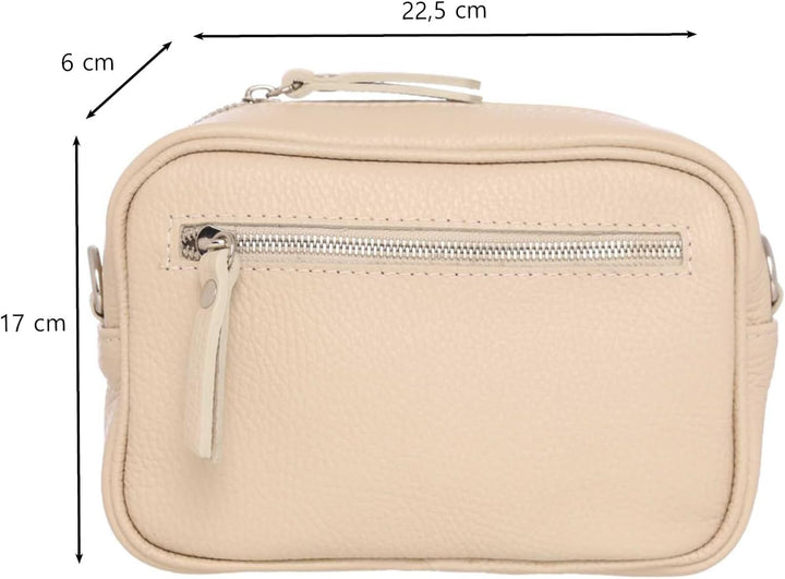 Zwillingsherz Umhängetasche mit Reissverschluss aus 100% Echtleder - Hochwertige Handtasche zum Umhä