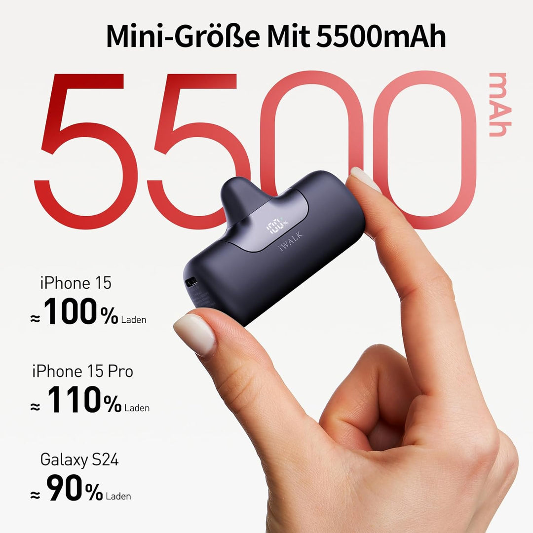 iWALK Powerbank 5500mAh Mini USB C Power Bank 22.5W Fast Charging Powerbank Klein Leicht Kompakte Ex