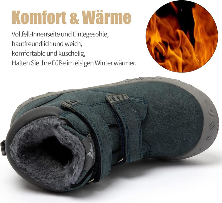 Mishansha Kinder Winterschuhe Gefüttert Winterstiefel für Jungen Mädchen Gr.24-38 33 EU Blau, 33 EU