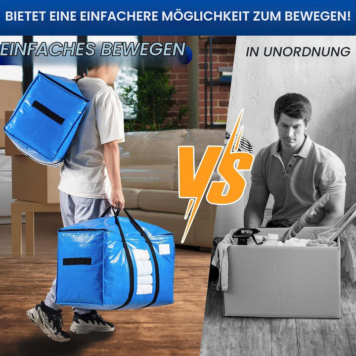 TAILI Extra Grosse Umzugstasche, 2 PCS Aufbewahrungstaschen mit Reissverschluss, Robuste blau zur Au