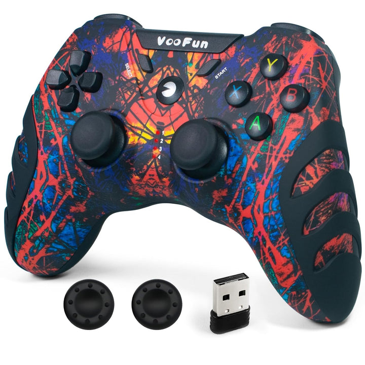 VooFun PC Controller Wireless, Gamepad PC PS3 Controller mit Dual-Vibration, 2.4g Wireless Gaming Co