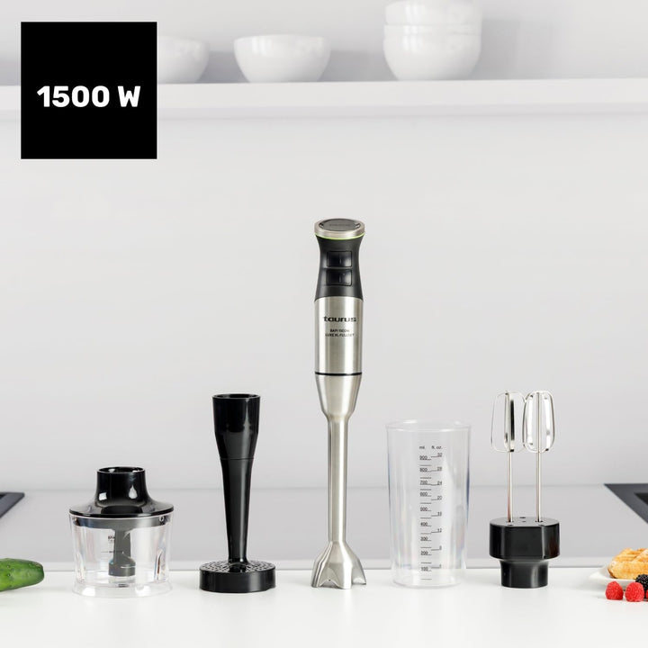 Taurus Bapi 1500 Luxe XL – Stabmixer 1500 W | XL-Edelstahlstab | 20 Geschwindigkeiten + Turbo | Dopp