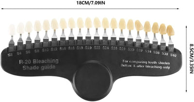 Dental Teeth Shade Guide, professionelles 3D-R-20-Zahnweiss-Farbdiagramm aus Porzellan mit 20 Farben