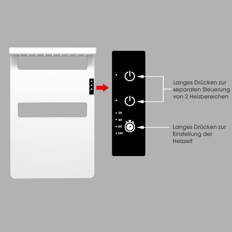 byecold Badheizkörper Bad Heizkörper mit Ablage Touchschalter Timer Handtuchhalter Heizung Elektrisc