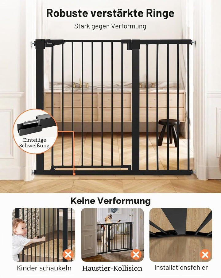 COMOMY Sicherheitsgitter für Kinder, sehr hoch, 75 – 117 cm, Treppe, ohne Bohren, ausziehbar, automa