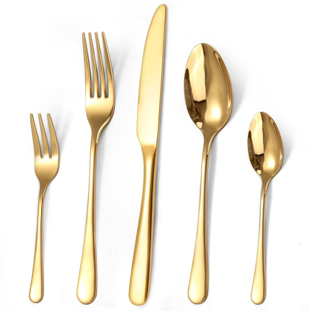 Targizer Besteck Set für 12 Personen, 60 teilig Edelstahl Gold Besteck Set Glänzendes Essbesteck Set