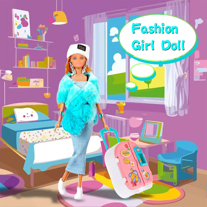 107pcs 11.5 Zoll Mädchen Puppe mit Kleidung Zubehör und Schrank, Gepäck, Schal mit Kleid, Prinzessin