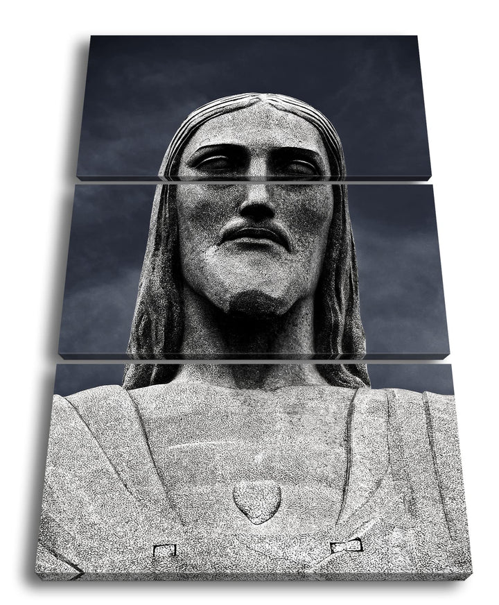 Jesus Statur in Rio de Janeiro Format: 3Teilig als Leinwandbild, Motiv fertig gerahmt auf Echtholzra