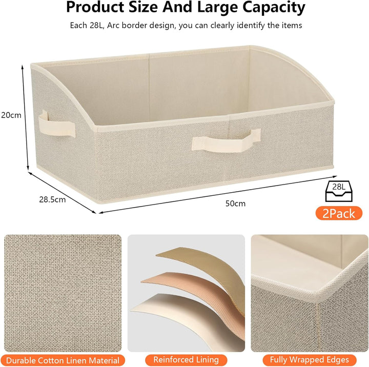 AiQInu Aufbewahrungsbox 2 Stück mit Griffen 28L,Faltbare Aufbewahrungskorb stoff 50x28.5x20cm,Grosse