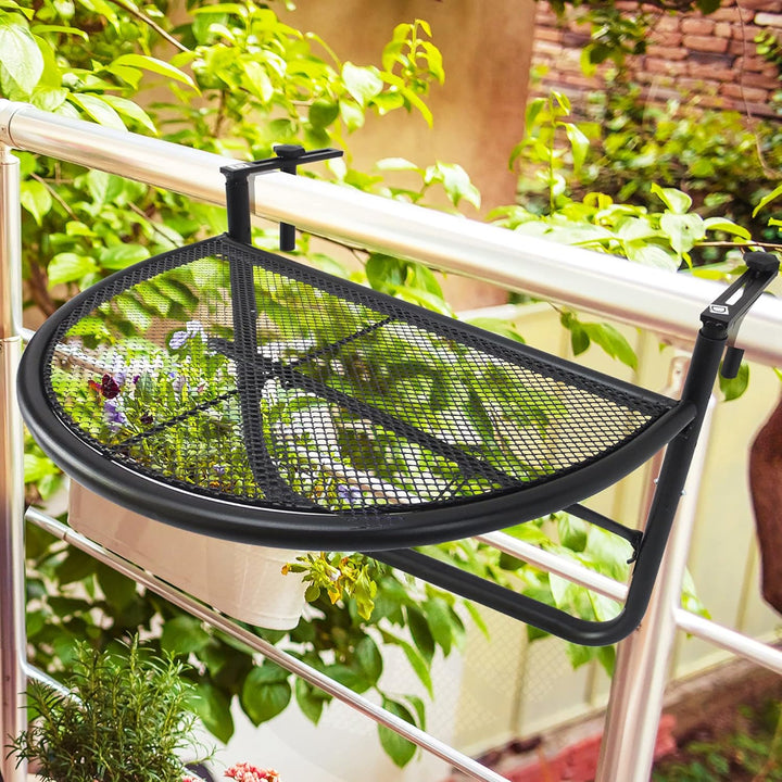 Outsunny Balkonhängetisch Hängetisch Gartentisch höhenverstellbar halbrund Ø30 cm Terrasse Metall We
