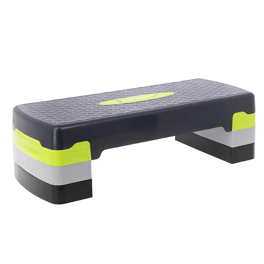 HMS Steppbrett Crossfit Fitness Stepper 3-Stufen Stepper Step-Bench - Grün-grau - AS002 - Länge 67 c
