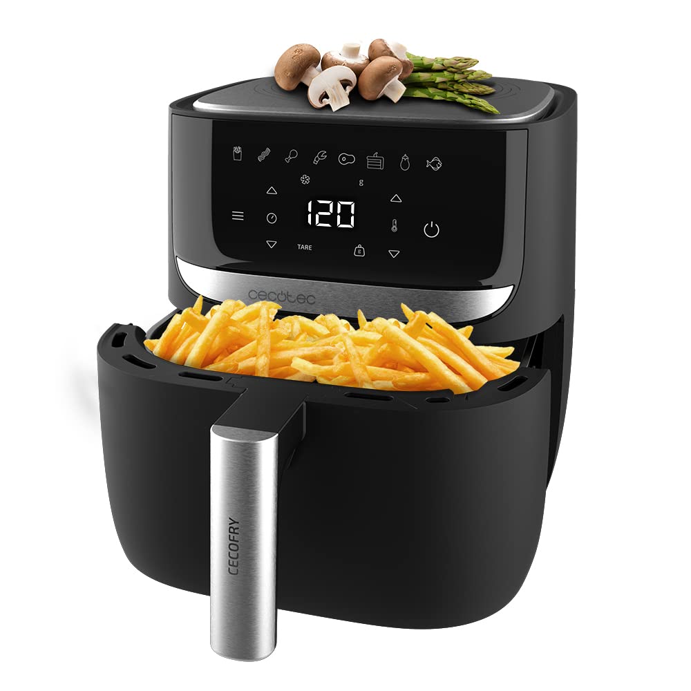 Cecotec Heissluftfritteuse 5,5 L Cecofry Advance Precision. 1700 W, ölfreie Diätfritteuse, Edelstahl