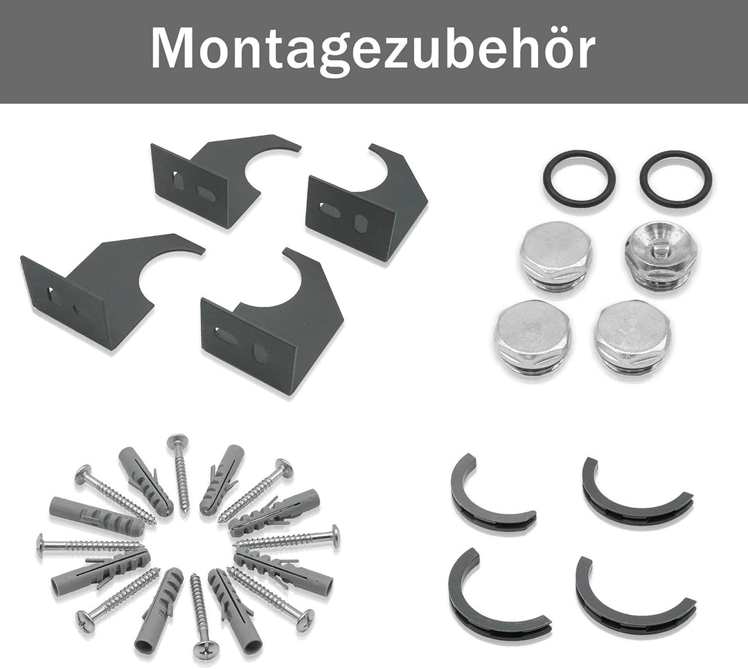 ELEGANT Heizkörper Modern Anthrazit 600x767mm mit Anthrazit Multiblock Thermostat Design Heizkörper