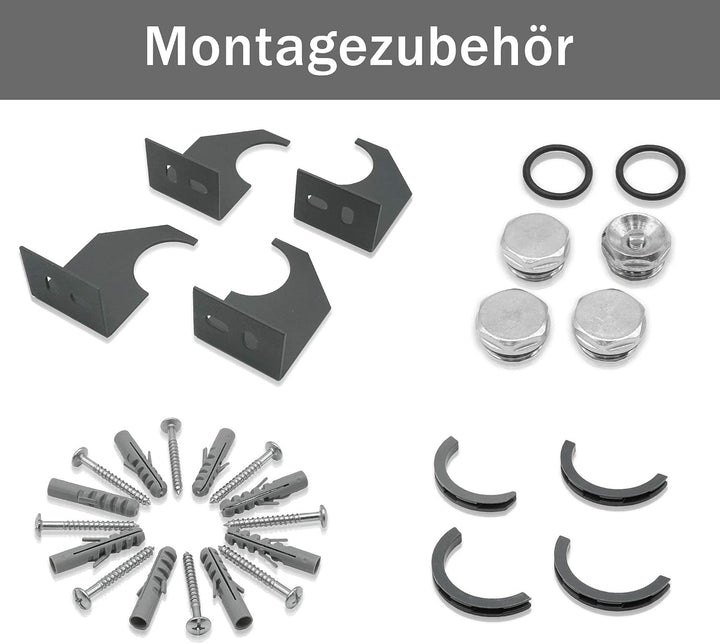 ELEGANT Heizkörper Modern Anthrazit 600x767mm mit Anthrazit Multiblock Thermostat Design Heizkörper
