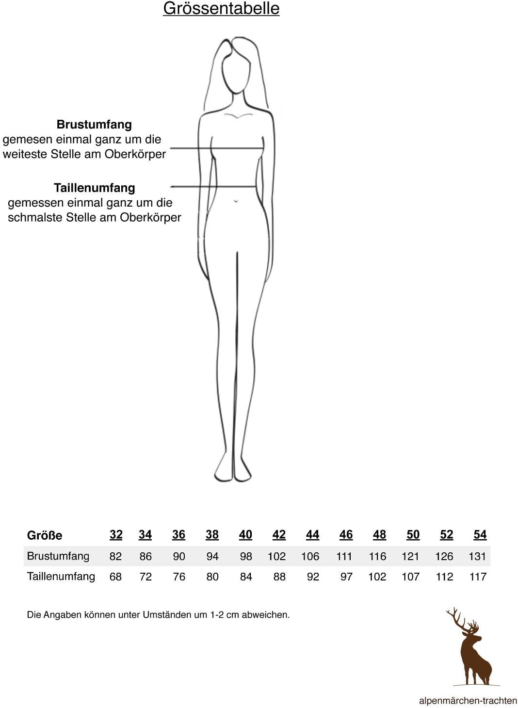 Alpenmärchen Midi Dirndl aus Exklusiver Kollektion inkl. Spitzenschürze Gr.32-54 - ALM660 38 Blau-go