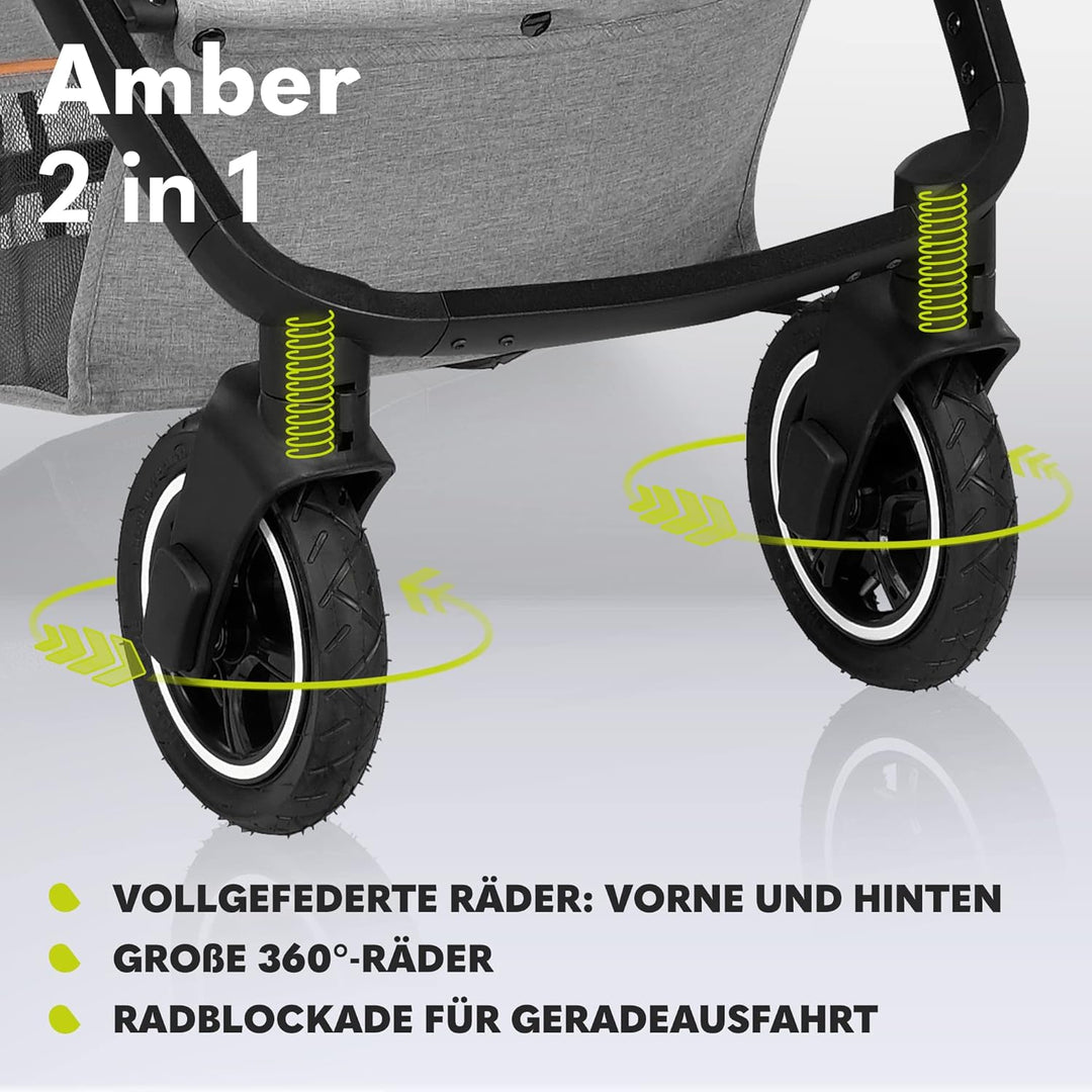 LIONELO Amber Kinderwagen 2 in 1 Kombikinderwagen, Kinderwagen Set mit sportlichen Sitz und fester B