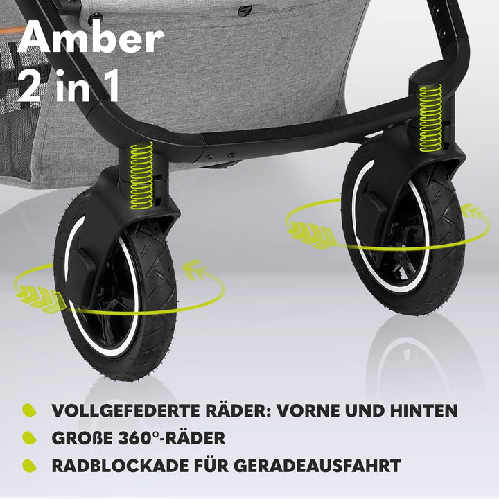 LIONELO Amber Kinderwagen 2 in 1 Kombikinderwagen, Kinderwagen Set mit sportlichen Sitz und fester B