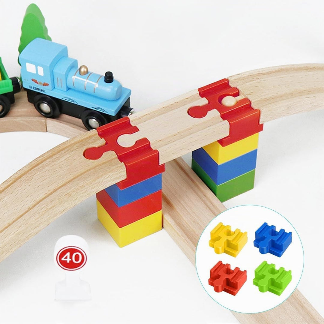 Schienenadapter aus Holz, Holzeisenbahn Schienen Adapter, 28 Stück Connectors Eisenbahn Spielzeug Zu