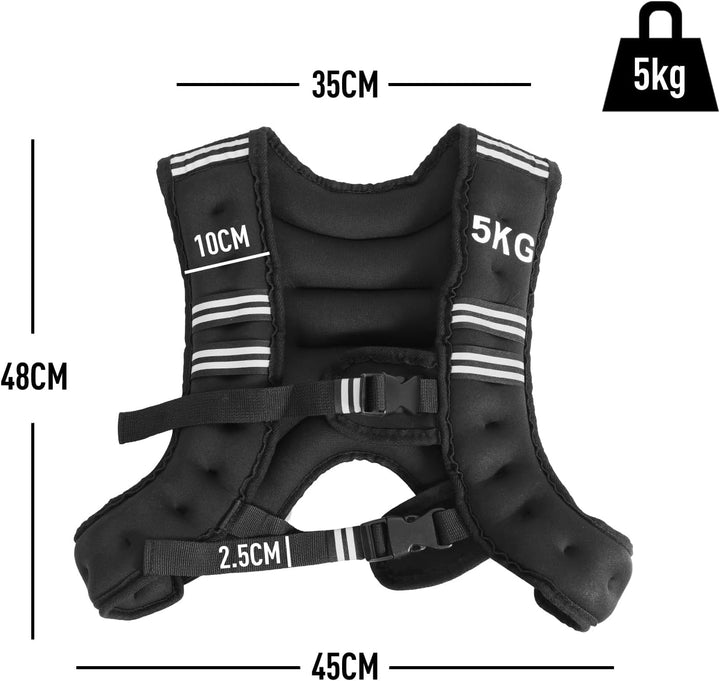 KOMFOTTEU Gewichtsweste 5-15 kg, Trainingsweste aus Neopren verstellbar, Fitnessweste Laufweste mit
