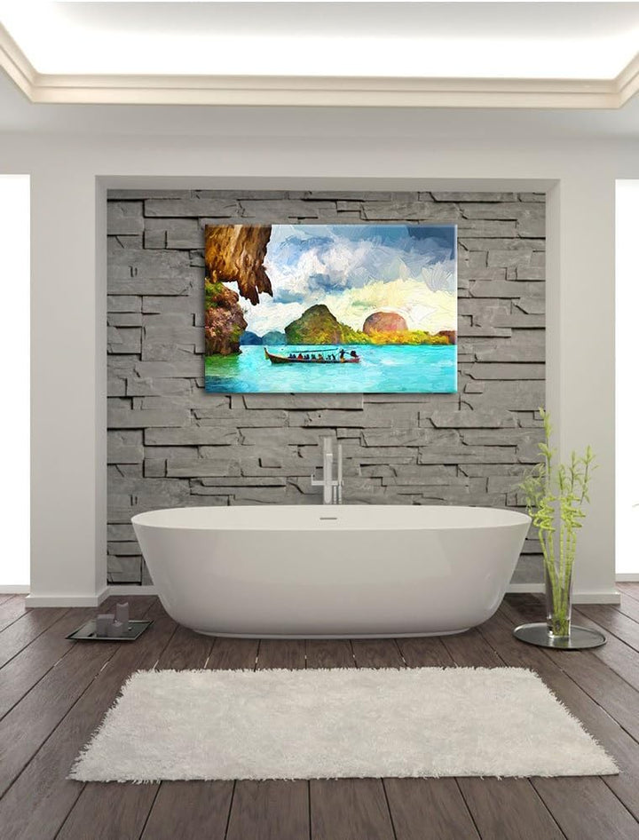 Pixxprint Thailand Phuket Playa Paradisiaca Kunst Pinsel Effekt, Format: 100x70 auf Leinwand, 100x70