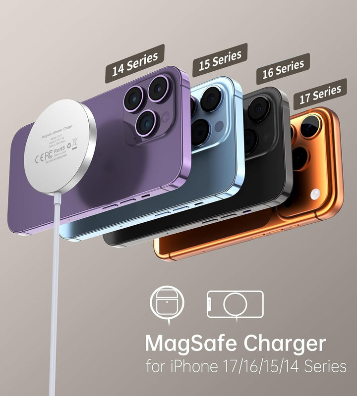 RoRoSkin 2 Pack Mag Safe Ladegerät, 15 W Induktive Ladestation Magnetisch Kabelloses Ladegerät, für