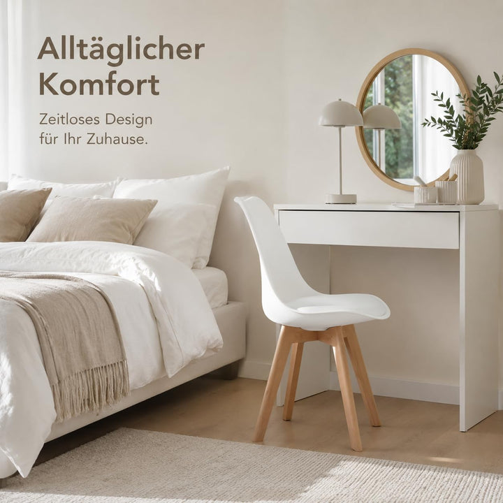 EGGREE 4er Set Esszimmerstühle mit Massivholz Buche Bein SGS Geprüfter, Retro Design Gepolsterter St