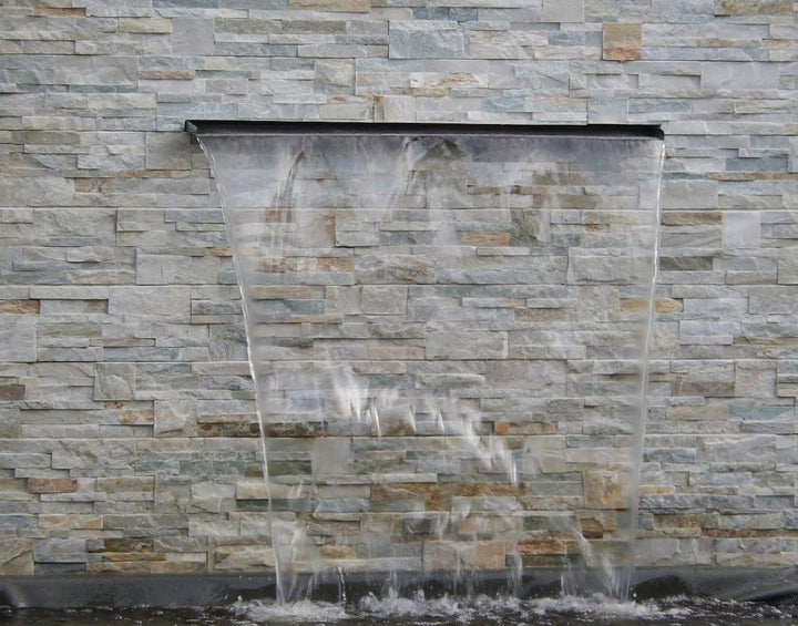 garten-wohnambiente Wasserfall 30 cm incl. LED-Beleuchtung aus Edelstahl poliert Wasserauslauf