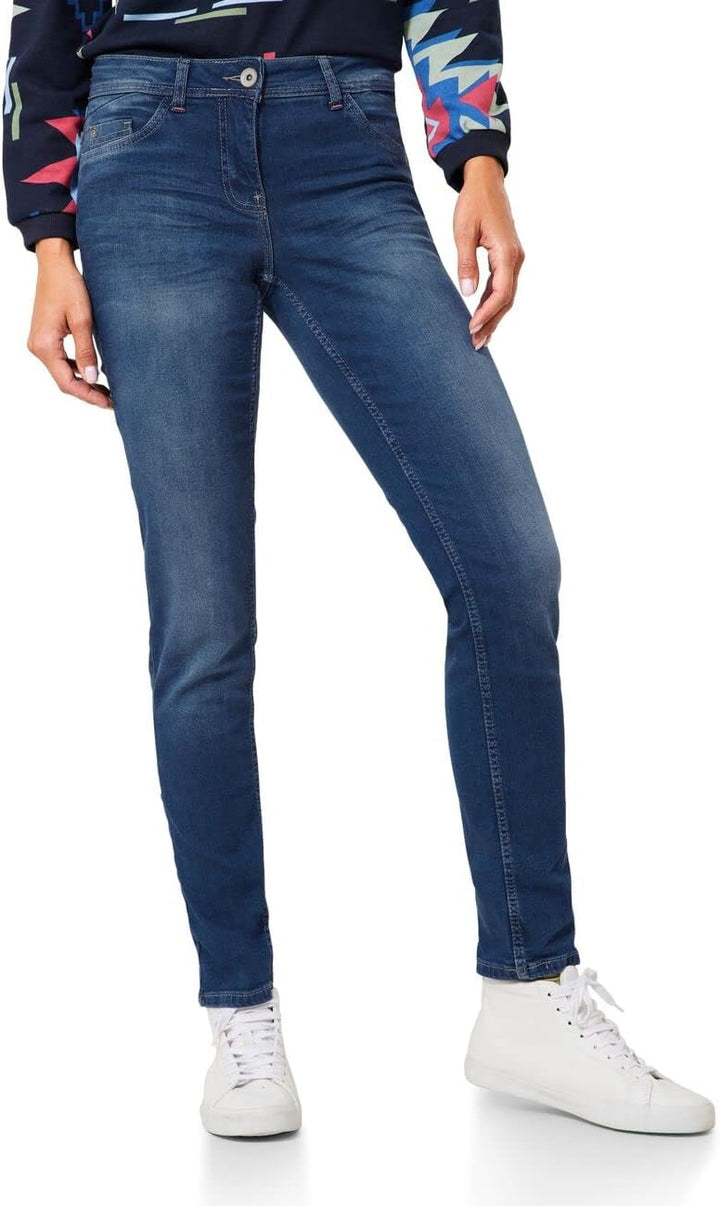 CECIL Damen B375639 Jeanshose, mid Blue wash, W25/L32