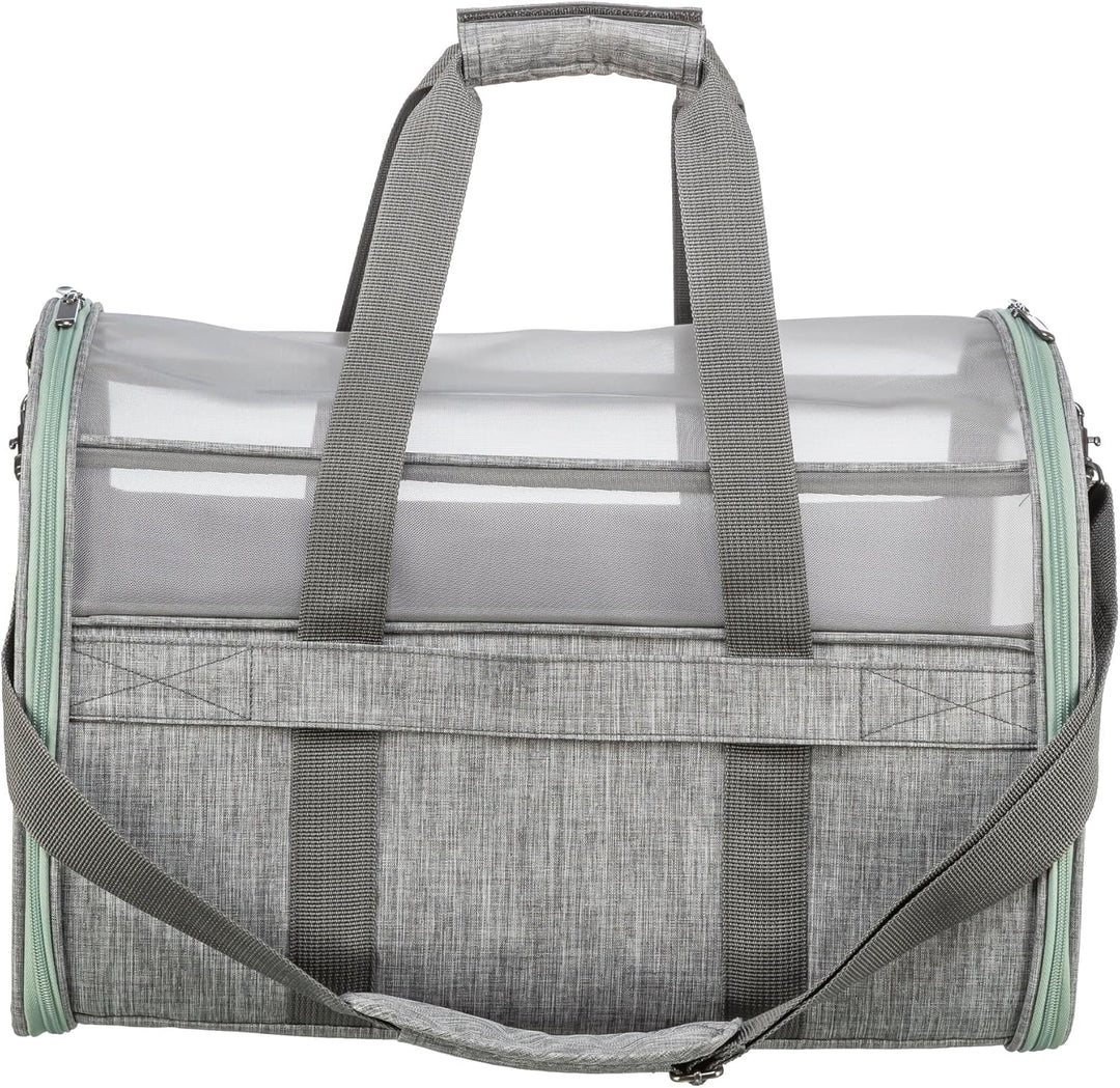 TRIXIE Transporttasche Dillon für Hunde in grau – luftige Tragetasche zum Transportieren deines Vier