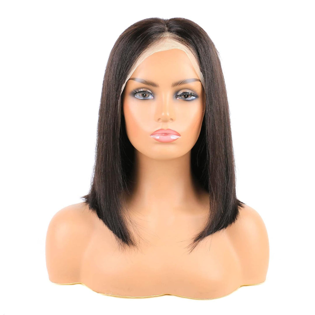 Huarisi 12 inch Short Straight Bob Wigs for Black Women 13x4 Lace Frontal Wig Human Hair Natural Hai