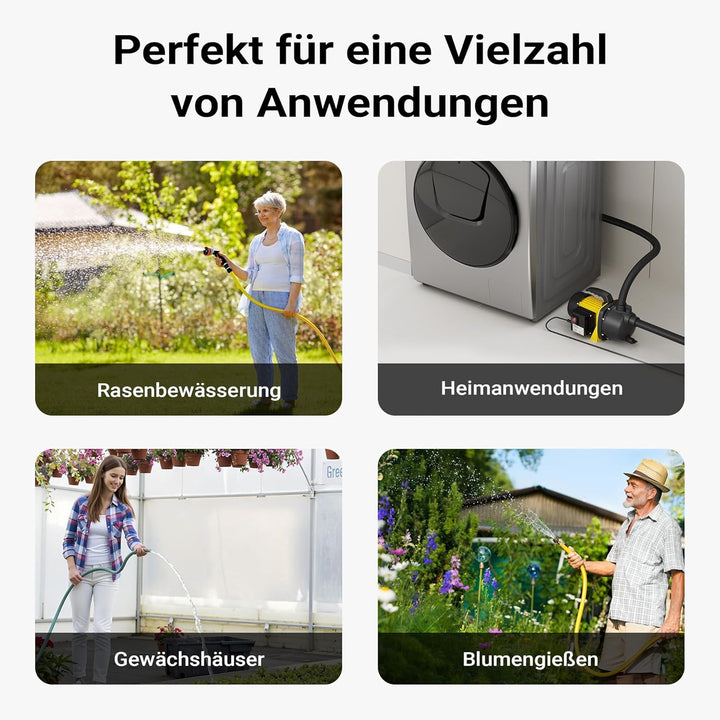 Gartenpumpe 3800l/h, 1200W mit Tragegriff & Wasserablassschraube, max. Förderhöhe 48m, für Süsswasse