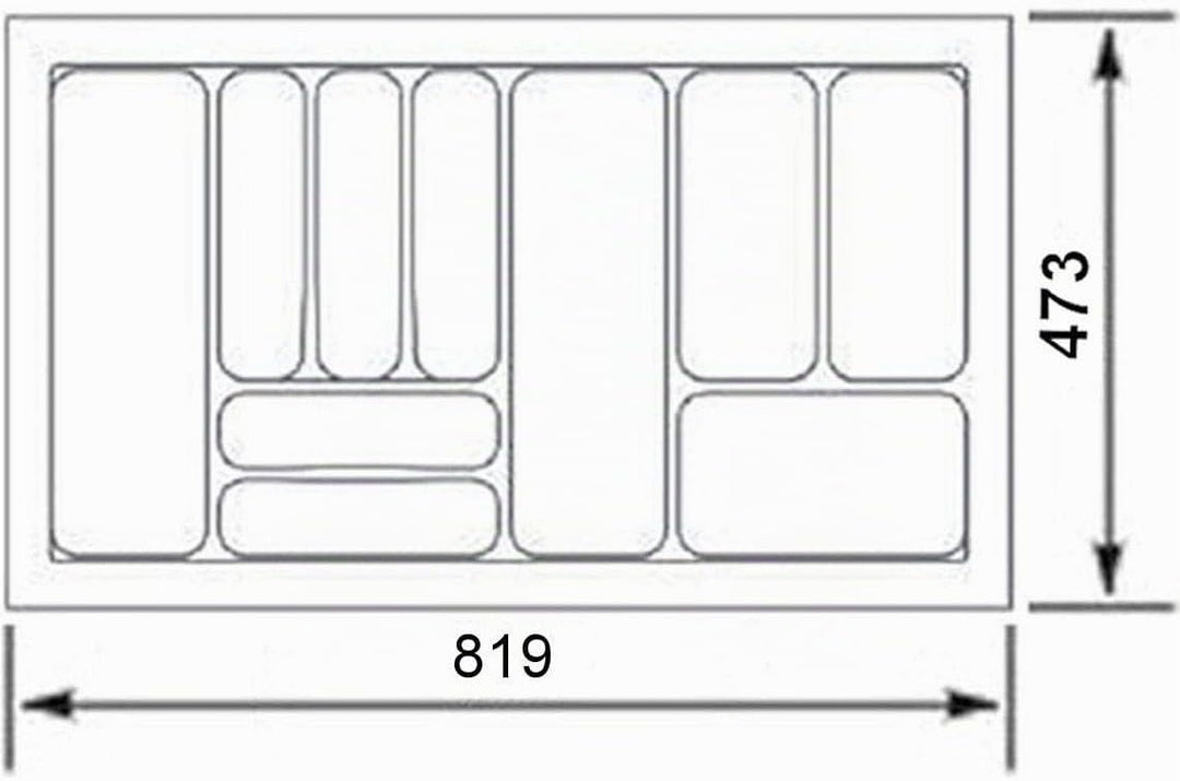 Orga-Box Besteckeinsatz I Besteckkasten 817 x 474 mm für Tandembox + ModernBox im 90er Schrank 817 x