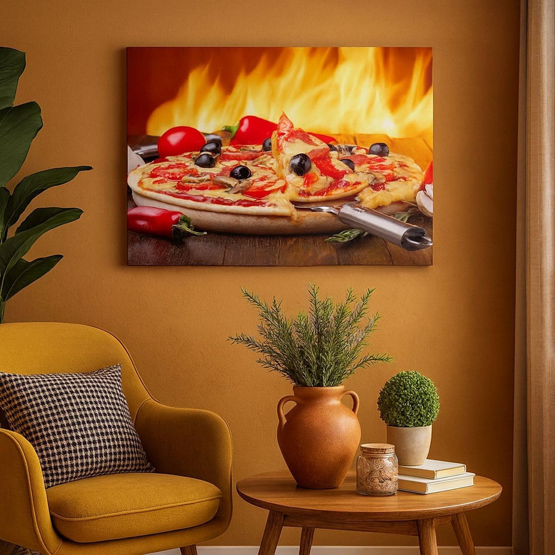 Bilder auf Leinwand 100x70cm Leinwandbild Kuchen Backen Pizza Käse Gross Wanddeko Bild Schlafzimmer