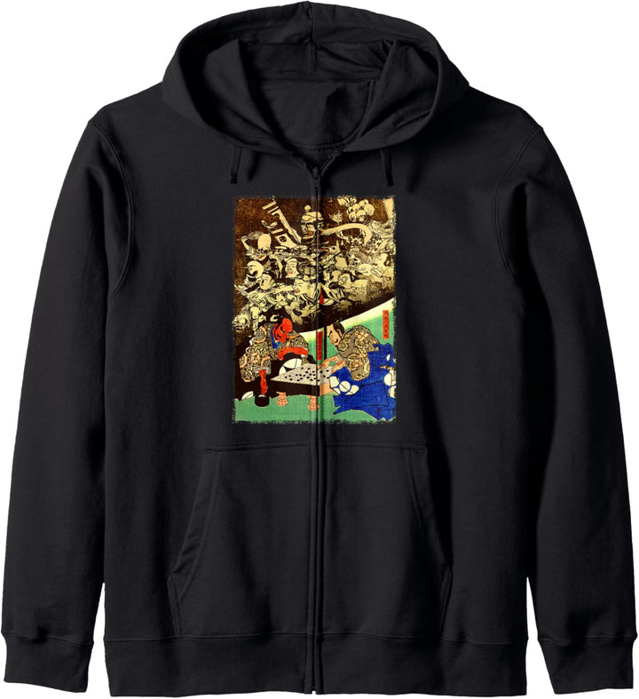 Kuniyoshi Skelett Japan Gespenster Monster Herrenhaus Minamo Kapuzenjacke