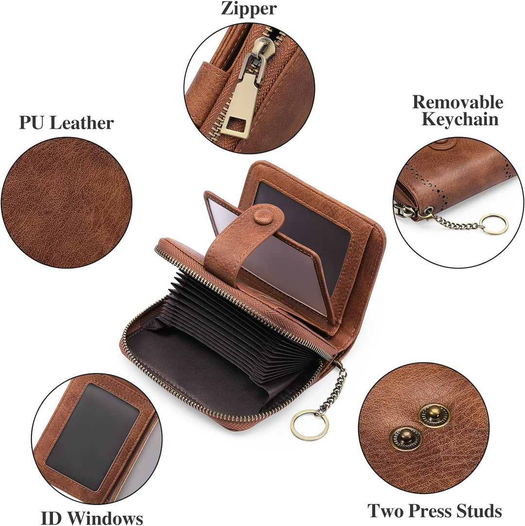 GAEKEAO Geldbörse Damen Klein Leder Karten Portemonnaie Damen RFID Schutz Portmonee Kleiner Geldbeut