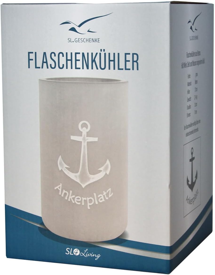 Flaschenkühler aus Beton, 20,5 cm Höhe, Grau Ankerplatz, Ankerplatz