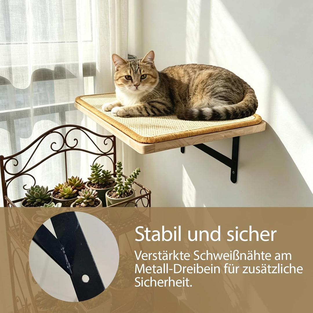 Kratzbaum Wand Massivholz - Katzenwandmöbel mit Sisal Kratzmatte, 40x30cm Kletterwand Katzen mit Kat