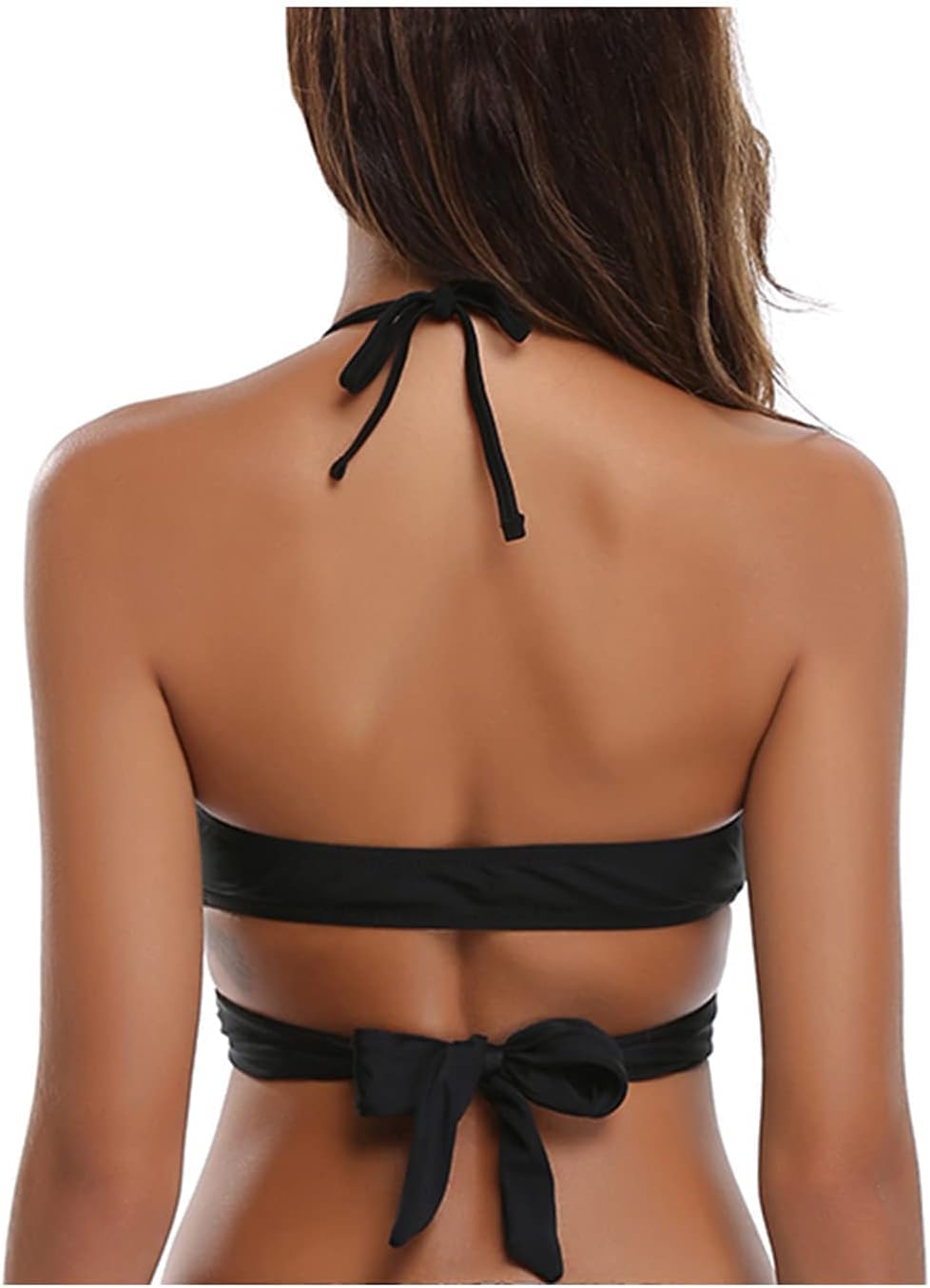 SHEKINI Damen Bademode Rückenfrei Verstellbar Crossover Ties-up Bikinioberteil Push up Triangel Stra