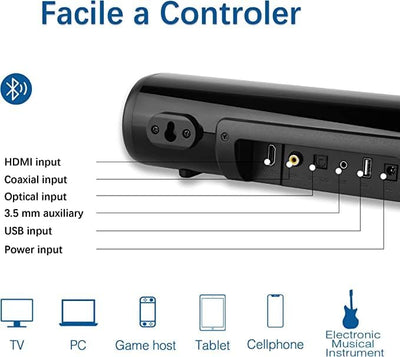 Bluetooth Soundbar für TV Geräte, PC Lautsprecher, Fernbedienung im Lieferumfang enthalten, kompakt,