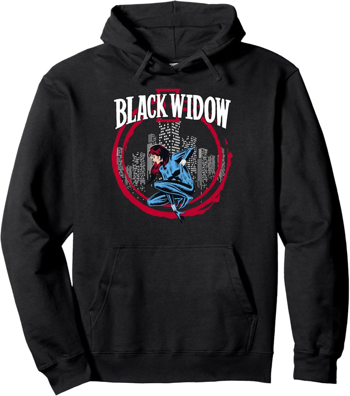 Marvel Black Widow City Skyline Circle Side Portrait Pullover Hoodie