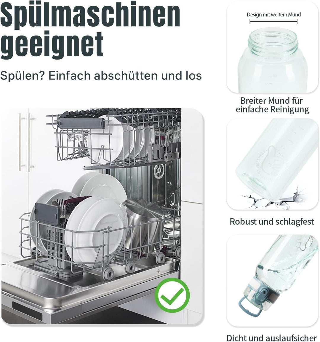 UZSPACE Trinkflasche Kinder 600ml, Sport Trinkflasche Auslaufsicher mit Einhandbedienung, Kohlensäur