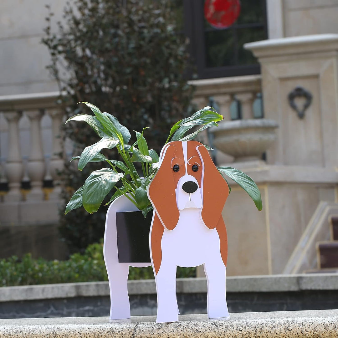 Gochoi Kleiner Beagle Hund Blumentopf Geschenke Pflanzkübel PVC Rechteckig Blumentöpfe Tier für Den
