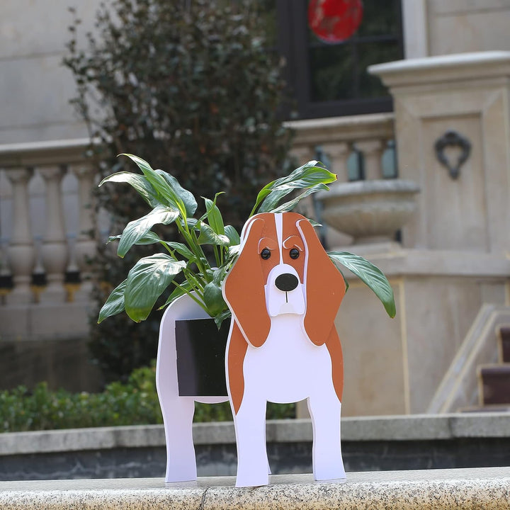 Gochoi Kleiner Beagle Hund Blumentopf Geschenke Pflanzkübel PVC Rechteckig Blumentöpfe Tier für Den