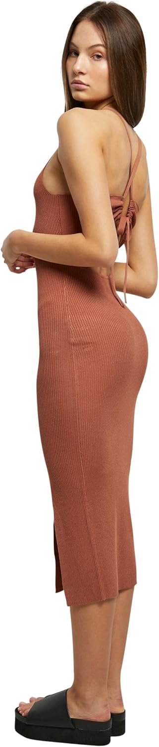 Urban Classics Ladies Midi Rib Knit Crossed Back Dress, Midi Kleid für Damen, erhältlich in vielen v