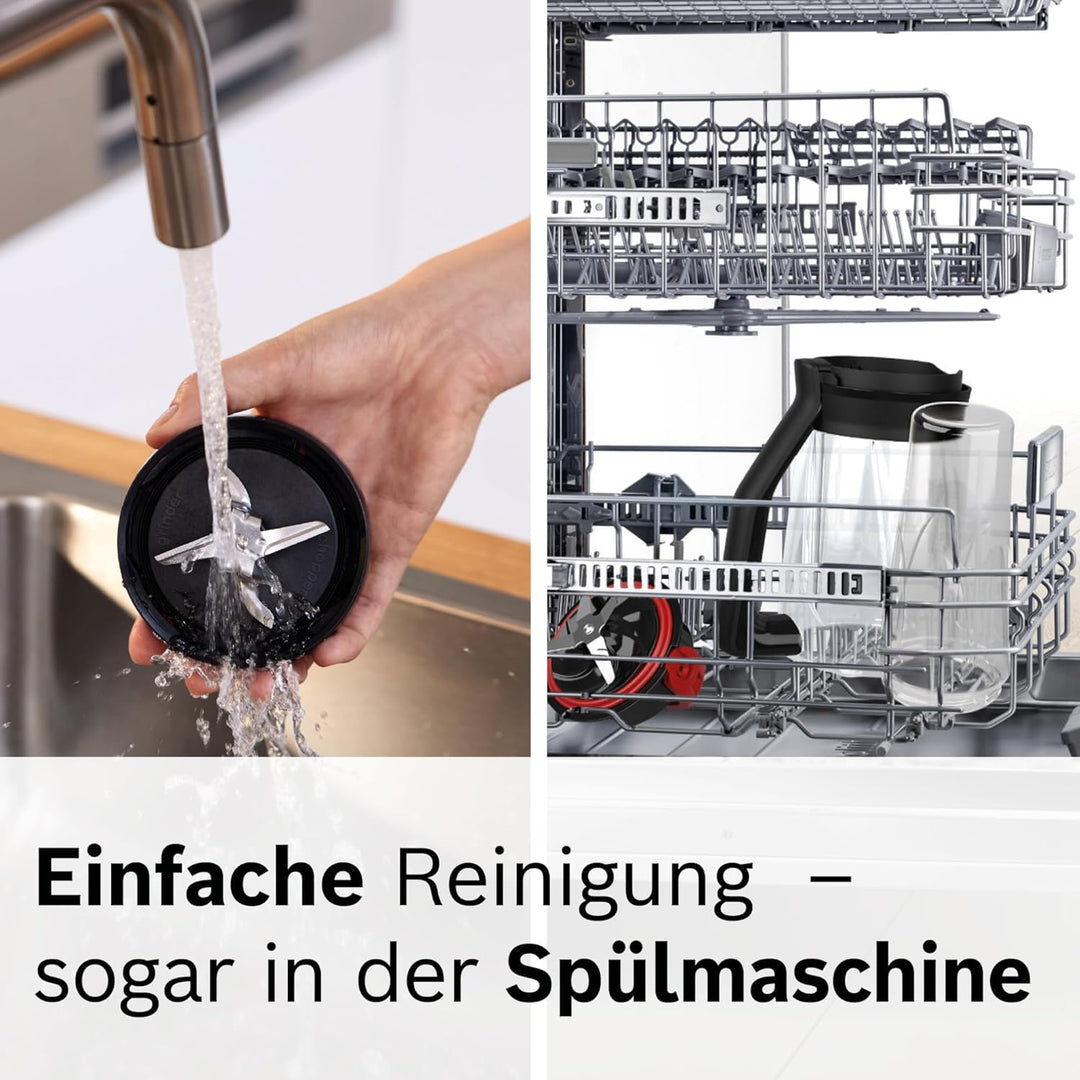 Bosch Standmixer VitaPower Serie 4 MMB6174S, hochwertige Edelstahl-Klingen, 1,5l Glasbehälter, 0,6l